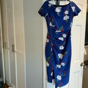 Chiara Boni Royal Blue Floral Sheath Dress